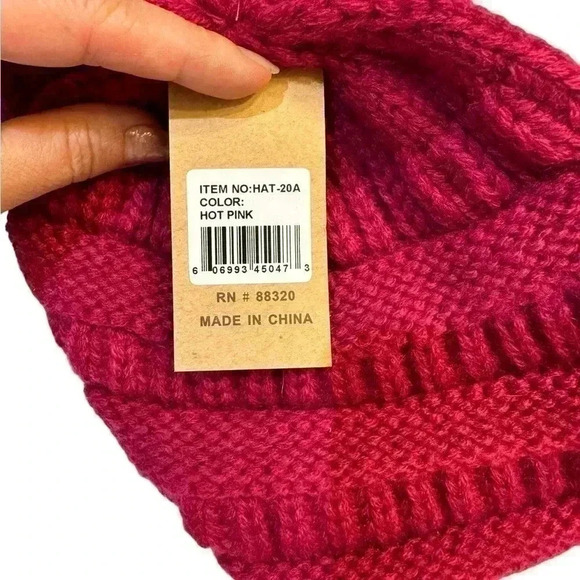 Criss Cross KNIT BEANIE Hot Pink - Picture 3 of 3